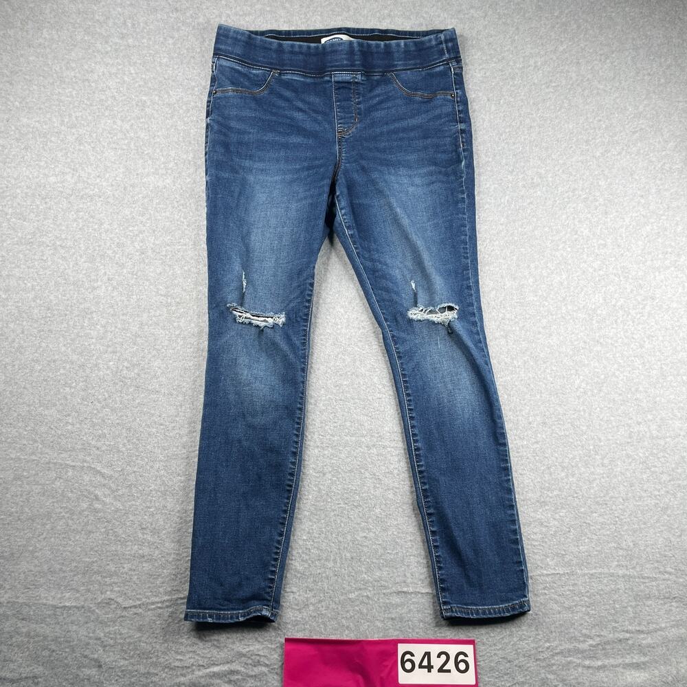 Old Navy Rockstar Jeggings Womens Size 14 Blue Distressed Casual